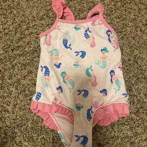 Sweet Pineapple Mermaid Print Swimsuit 2T One-Piece Ruffle Pink